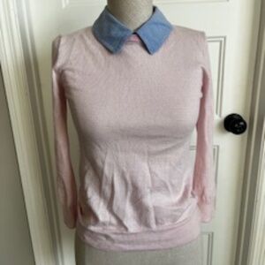 Pink Jcrew Stripe Sweater, size small wool